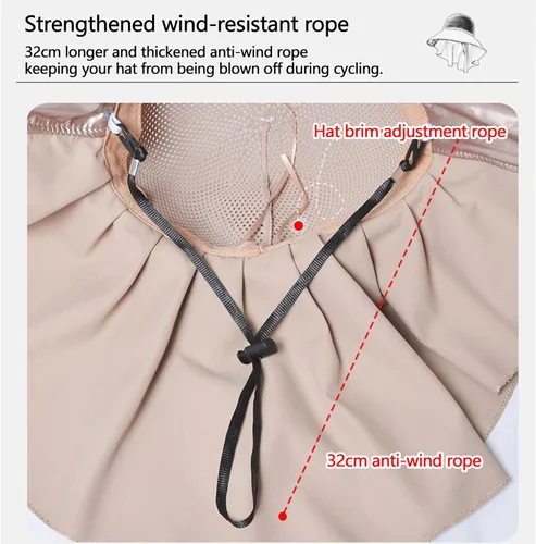 Vista 11 de Sombreros de sol de ala ancha para mujer con cubierta de cuello chal transpirable protección UV verano playa pesca gorra