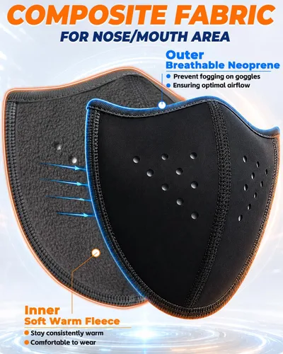 Vista 3 de Pasamontañas transpirable para hombres y mujeres, máscara de esquí movible Negro