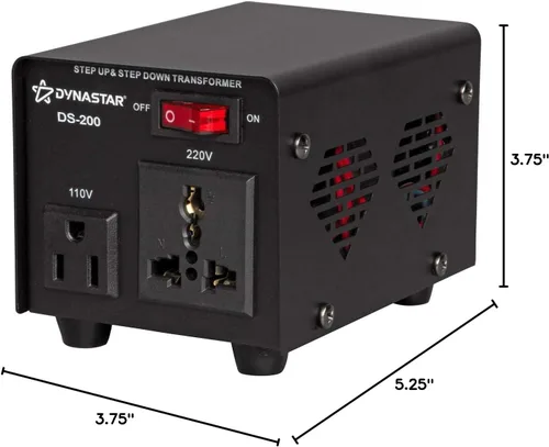 Vista 6 de Dynastar conversor y transformador de voltaje hacia arriba y hacia abajo 110-220 a 220-240 voltios; resistente, bobina extra durable