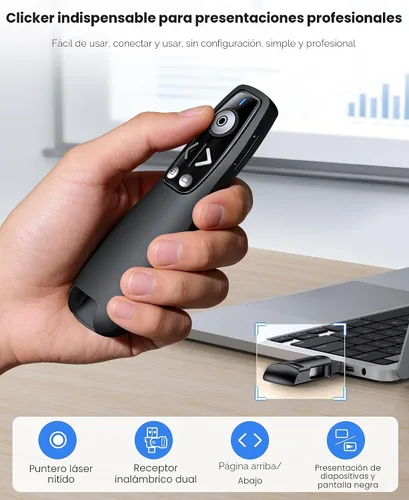Vista 2 de Presentador Clicker Presentador Inalámbrico Remoto para PowerPoint, Clicker de PowerPoint con Control de Volumen PowerPoint Advancer de Diapositivas