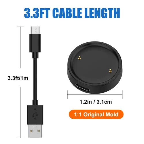 Vista 7 de Cable de carga Amazfit Bip 6, cable de carga de repuesto para Amazfit Bip 6, Active 2 SmartWatch de 3.3 pies (negro)