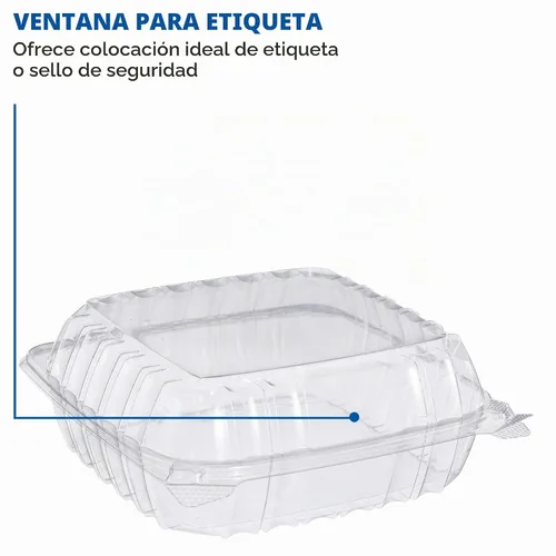 Vista 4 de Dart C90PST1 ClearSeal Contenedores de plástico con bisagras, transparentes, 8.2 x 8.3 x 3 pulgadas, caja de 250