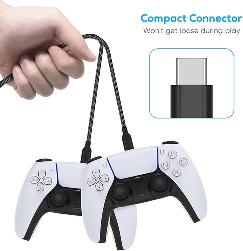 Vista 4 de Cable USB C a USB A de 10 pies para juegos de baja latencia y carga rápida en PS5, Xbox y PC