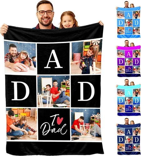 Vista 15 de Manta personalizada con imagen, tu texto aquí, 10 fotos, mantas de imágenes personalizadas para adultos, familia, papá, mamá, parejas, manta