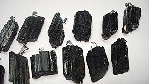 Vista 4 de Sublime Gifts - Colgante de turmalina negra cruda con forma de piedra preciosa curativa de cristal natural y lazo de metal