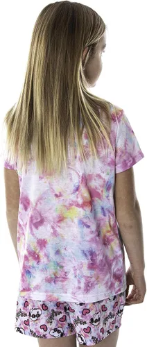 Vista 4 de INTIMO Peanuts - Pijama de Snoopy para niña So Fab Tie Dye Camisa y pantalones cortos de 2 piezas, Tie-Dye