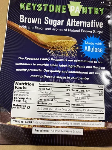 Vista 2 de Edulcorante alternativo de alulosa marrón, bolsa de 2 libras (el embalaje puede variar) Alulosa dorada de la despensa Keystone. Sin OMG, gluten