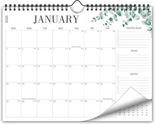 Vista 11 de Calendario de pared estético 2026, calendario mensual de 12 meses con 12 colores desde enero de 2026 hasta diciembre de 2026, 14 x 11 pulgadas