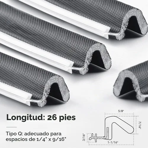 Vista 3 de BBTO Burlete para puertas y ventanas Burlete exterior en forma de V para puerta de garaje con espuma de bloqueo de espacio con ranura de sierra Negro