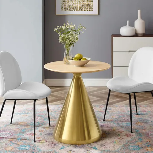 Vista 12 de Modway Tupelo - Mesa de comedor cuadrada de 28 pulgadas, color dorado y blanco