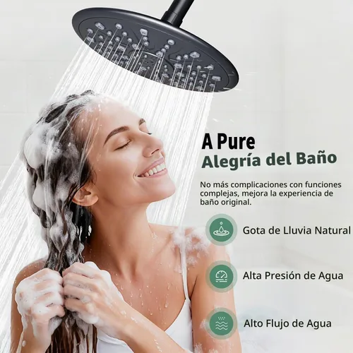 Vista 3 de SunCleanse Sistema de ducha negro mate de 8.5 pulgadas con kit de mano