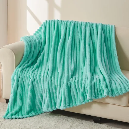 Vista 4 de NEWCOSPLAY Manta de Tiro Súper Suave Aqua Franela Sedosa Premium Forro Polar Jacquard Acanalado 3D Ligero Manta de Cama Uso en Todas las Estaciones