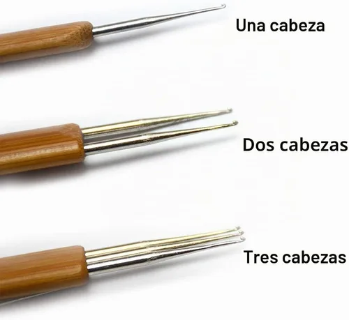 Vista 5 de Luwigs 3 piezas de bambú dreadlock ganchillo ganchillo trenzado herramienta Juego de ganchos de ganchillo de rastas de bambú, 0.02 in, diseño