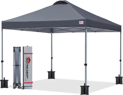 Vista 7 de MASTERCANOPY - Toldo plegable que incluye funda de transporte con ruedas, 4 bolsas de arena de contrapeso y 4 estacas