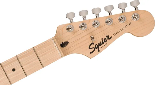 Vista 6 de Guitarra eléctrica Squire Sonic Stratocaster, Sunburst de 2 colores, diapasón de madera de arce, protector blanco