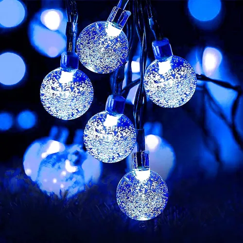 Vista 11 de Luces solares de Navidad para exteriores, impermeables, 8 modos de 23.0 ft/24 pies, 50 luces LED de bola de cristal para exteriores, luces solares