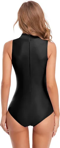 Vista 7 de speerise Leotardo sin mangas con cuello alto falso para mujer