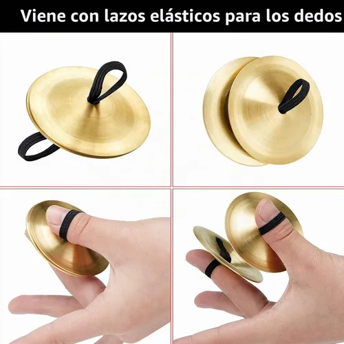 Vista 4 de 20 piezas de platillos de dedo danza del vientre Dancing Finger Dancing Zills Instrumento musical para fiesta de bailarín (dorado)