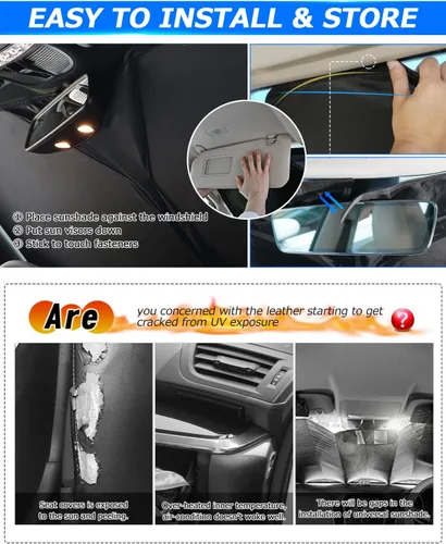 Vista 7 de Karltys - Set de 3 parasoles para parabrisas para Nissan Titan 2020-2025, parabrisas frontales y laterales reflectantes con ajuste personalizado