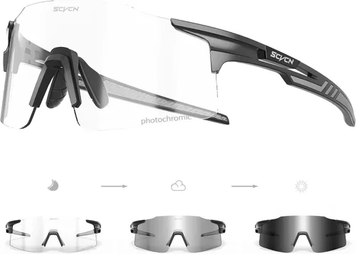 Vista 11 de SCVCN Gafas de ciclismo fotocromáticas deportivas para hombres y mujeres, gafas de sol para bicicleta MTB, protección UV400, marco TR90