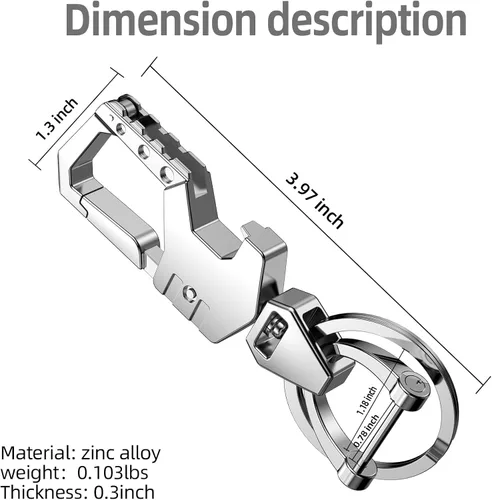 Vista 6 de Heavy Duty Keychain Opener with 2 Keyrings Car Keychains, Multifunctional Toolbox for Men and Women Car Keychains