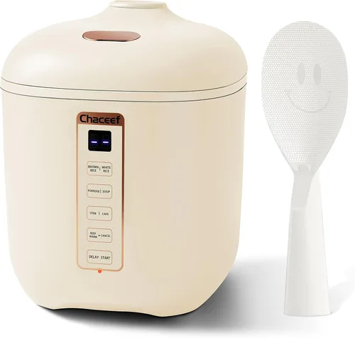 Vista 9 de CHACEEF Mini arrocera de 2 tazas sin cocinar, olla arrocera de 1.2 L, pequeña máquina de arroz portátil antiadherente de viaje, sin BPA, cocina