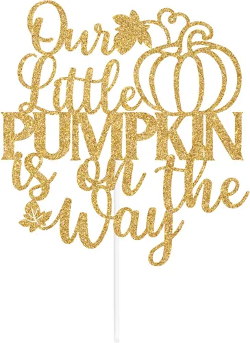 Vista 7 de Decoración para tartas con purpurina dorada, «Our Little Pumpkin is on the Way», «Sweet Little Pumpkin/A Little Pumpkin is on the Way», decoración