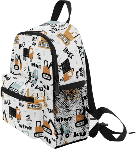 Vista 3 de Selerdon Mochila escolar para niños pequeños, para niños y niñas, para guarderías, para niños y niñas, Coches de tractor lindos, Moderno
