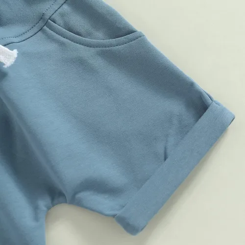 Vista 107 de Conjunto de traje de verano para bebé niño pequeño, manga corta, cuello redondo, letras impresas, lindo traje de verano, conjunto de 2 piezas