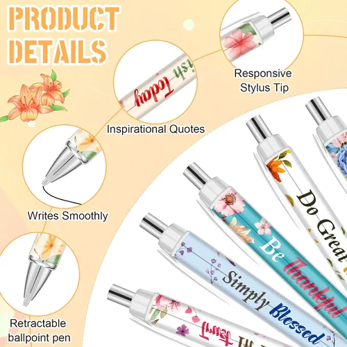 Vista 3 de Jutom 72 bolígrafos con versículo bíblico, bolígrafos de flores cristianas, bolígrafos con citas inspiradoras, bolígrafos retráctiles de tinta negra