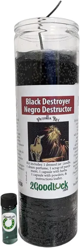 Vista 3 de Vela perfumada vestida de destructor negro - Veladora Preparada Negro Destructor