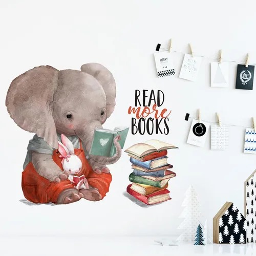 Vista 4 de Mfault Calcomanías inspiradoras para pared, diseño de conejito elefante Animales motivacionales de conejo, decoración de guardería, decoración