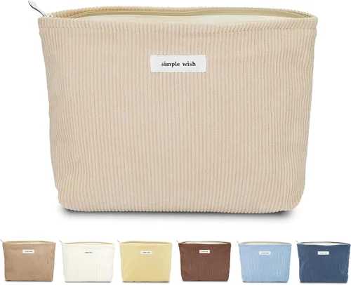 Vista 16 de Sminra Bolsa de Maquillaje Bolsa de Cosméticos Bolsa de Aseo de Lona Preppy para Mujeres Linda Bolsa con Cremallera Organizador Accesorios de Viaje