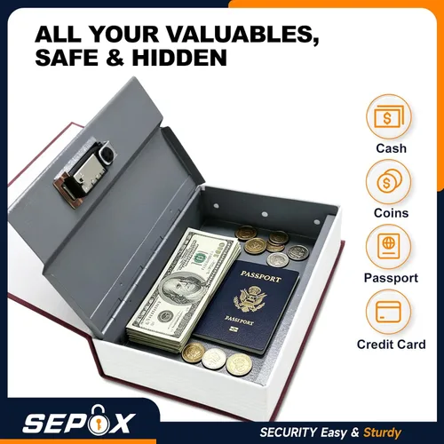 Vista 3 de SEPOX® 6 cajas de seguridad diferentes para libros, caja grande para libros con cerradura de combinación reajustable de primera calidad, segura