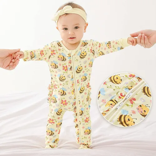 Vista 2 de Footie Ruffled Zippered Viscose from Bamboo One-Piece Baby Clothes 0-36 Months