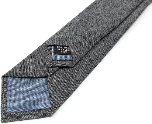 Vista 49 de Corbata delgada de algodón cambray para hombre, estilo desgastado texturizado - 2 1/2 pulgadas de ancho