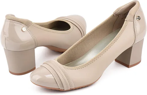 Vista 2 de JENN ARDOR Zapatos de tacón bajo con punta redonda cerrada, zapatos de vestir clásicos de media cuadrada, para boda, fiesta, oficina, 2 pulgadas