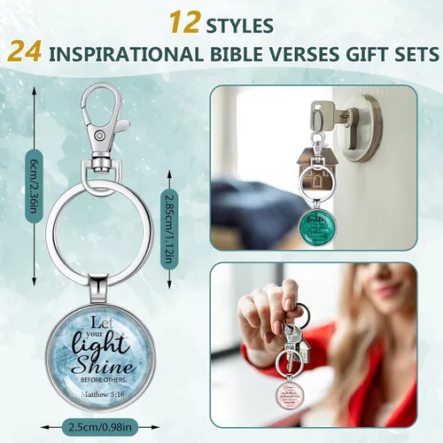 Vista 5 de Tondiam - Llaveros cristianos con versículo bíblico, llavero religioso de mármol, llavero inspirador a granel, regalo cristiano para mujeres