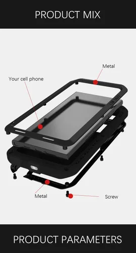 Vista 2 de LOVE MEI Funda de metal para Samsung Galaxy S24 Ultra, resistente al aire libre, de aluminio, de metal, militar, a prueba de golpes, protección Negro