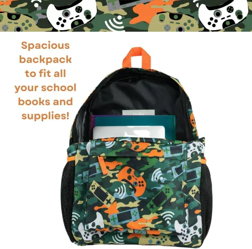 Vista 5 de RALME Mochila para niños, 16 pulgadas, Multi, Camo Gaming