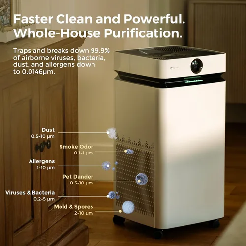 Vista 3 de Airdog Purificador de aire X8 para habitaciones grandes de hasta 4035 pies cuadrados, filtración TPA hasta 20 veces más eficaz que el HEPA, elimina