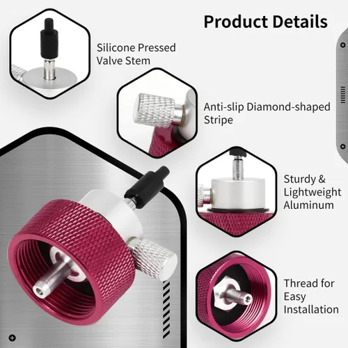 Vista 4 de Propane Refill Adapter For Green Gas Tanks With Silicone Oil Port, Perfect For Outdoor Activities