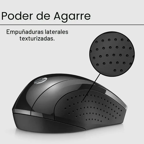 Vista 5 de HP Ratón inalámbrico X3000 G3 - Negro, batería de 15 meses, empuñaduras laterales para control, apto para viajes, LED azul, potente sensor óptico