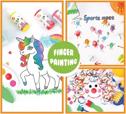 Vista 7 de Pintura de dedos lavable para niños pequeños, suministros de arte, regalo para pintura a mano de bebé, manualidades, no tóxica, 10 colores, 1.4 fl