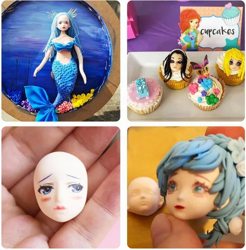Vista 5 de Moldes de silicona para fondant, 6 paquetes de moldes de silicona de chocolate para cara de bebé, arcilla polimérica, muñeca, cara de elfo