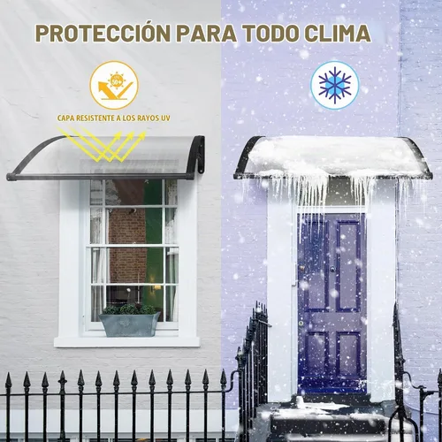 Vista 5 de Yescom - Paquete de 2 toldos de policarbonato para ventana de puerta de 40 x 40 pulgadas Tablero blanco y soporte negro