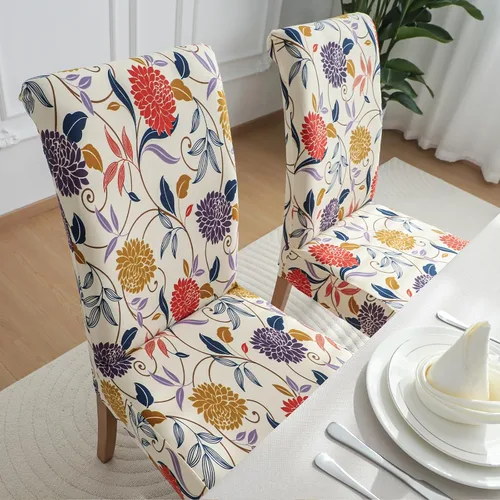 Vista 5 de FORCHEER Juego de 4 fundas para sillas de comedor para comedor, fundas elásticas para sillas de comedor y cocina, lavables y extraíbles