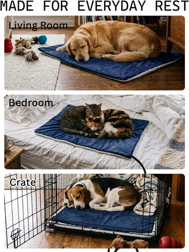 Vista 9 de Rest-Eazzzy - Almohadilla térmica para mascotas para gatos, impermeable, antimordeduras Azul