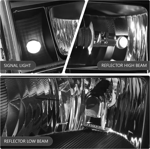 Vista 4 de DNA MOTORING Juego de ensamble de faros compatible con GMC Sierra 1500 de 2007-2013/Sierra 2500 HD y 3500 HD de 2014, Negro/Transparente, Negro Claro
