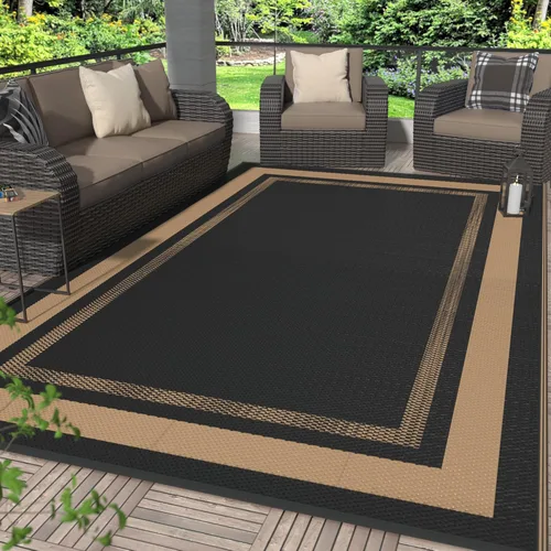 Vista 12 de GENIMO - Alfombra para exteriores de 8 x 10 pies, para patio, espacios amplios, impermeable, de pajillas de plástico, alfombra reversible